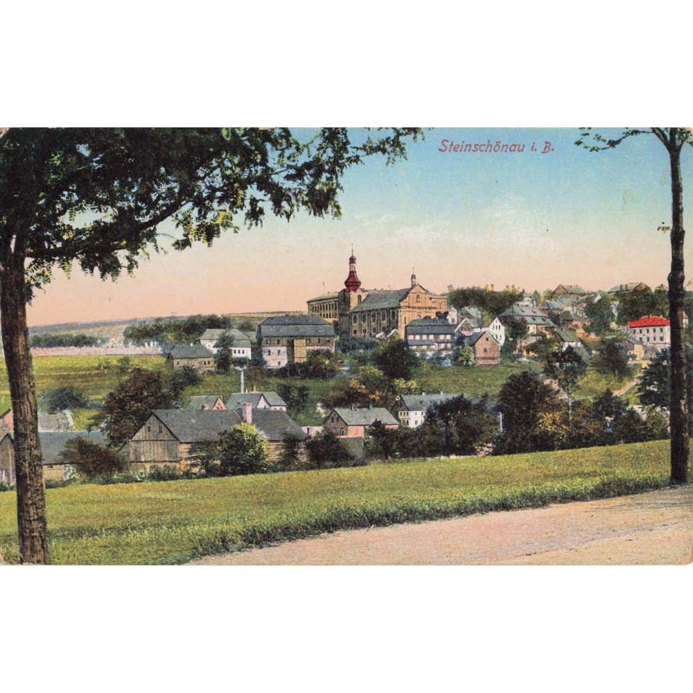 Steinschönau Kamenicky Senov Bohemia Czechoslovakia Town View Postcard 1922